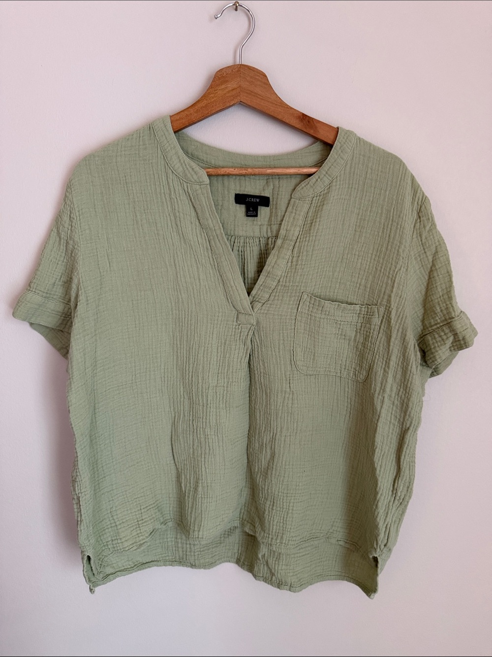 J. Crew Light Sage Cotton Gauze Tunic Top